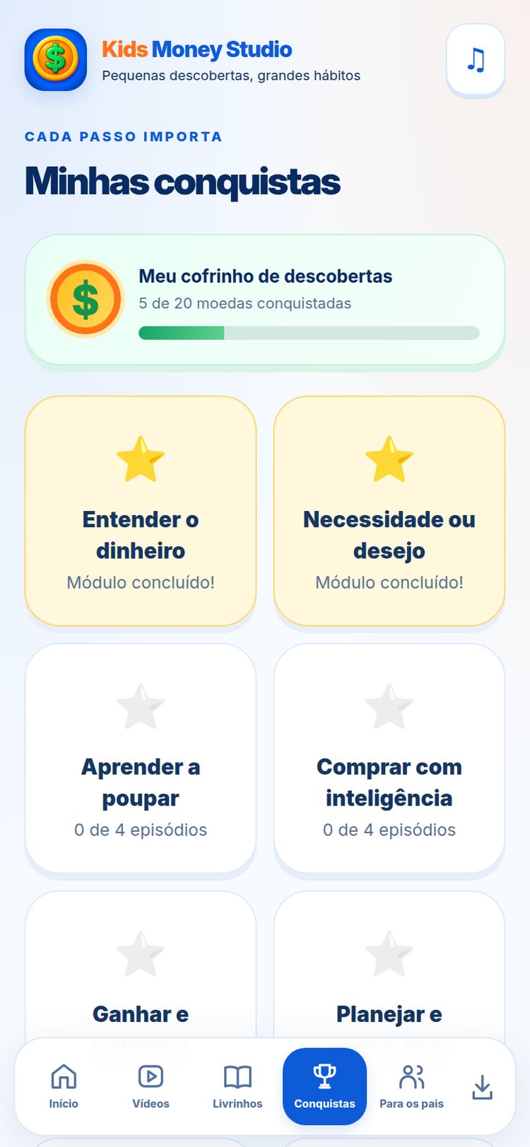 Tela real do aplicativo: Depois, a família acompanha.